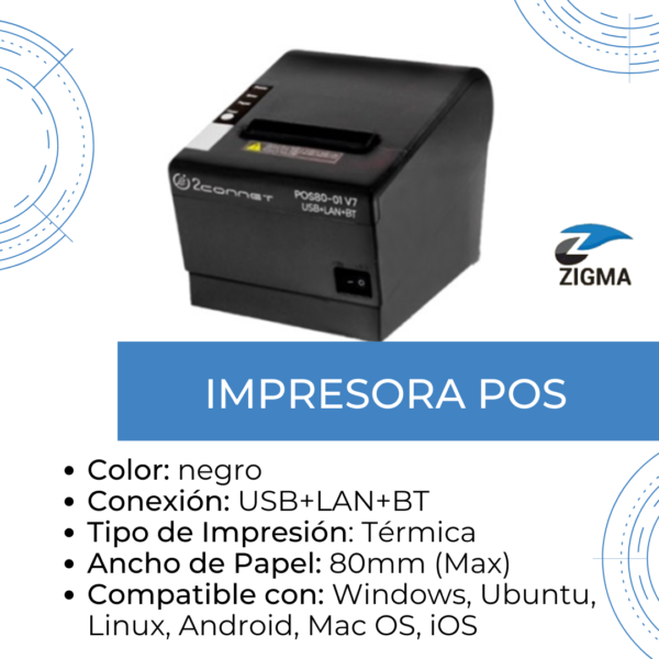 IMPRESORA POS TERMICA 80mm (3")