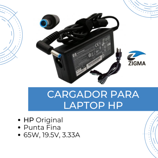 CARGADOR PARA LAPTOP HP PUNTA FINA